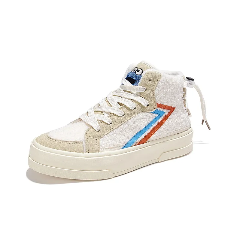 SESAME STREET x Feiyue Anti-Slip Wear-Resistant High-Top Casual Shoes Women's Beige-2
