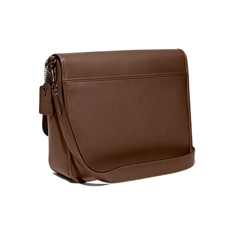 COACH Studio Cow Leather Messenger Bag, Shoulder Bag, Crossbody Bag Tubas Men's Dark Brown-1