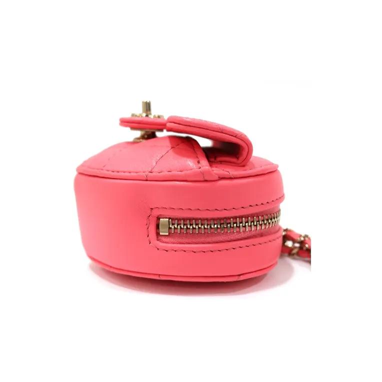 CHANEL Lambskin Shoulder Bag, Crossbody Bag, Coin Purse Women's Coral Pink-2