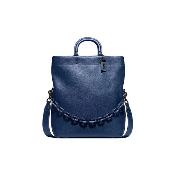 COACH Cow Leather Tote Bag Shopping Bag Handbag Shoulder Bag Crossbody Bag Large Size Men's Dark Blue