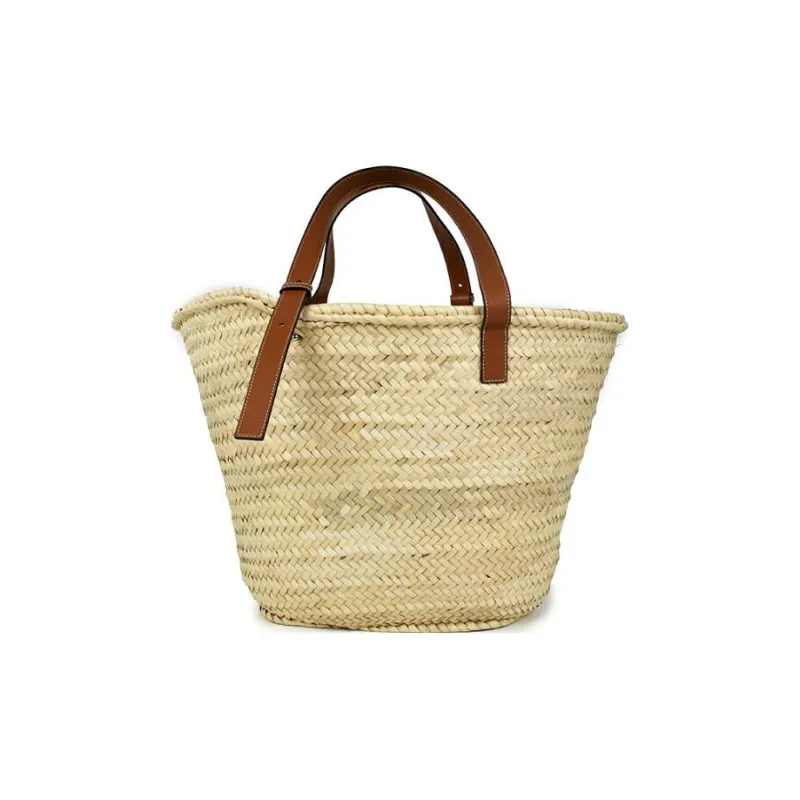 LOEWE Palm Leaf With Cow Leather One Shoulder Handbag Tubas Women's Natural & Tan-2