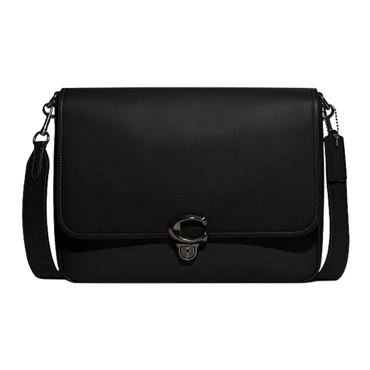 COACH Studio Cow Leather Messenger Bag, Shoulder Bag, Crossbody Bag Large Size Men's Black-0
