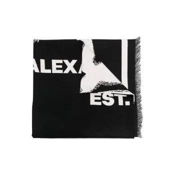 Alexander McQueen Graffiti Logo Fringed Edge Scarf