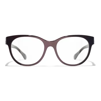 CHANEL Plate Frame Round Glasses Women's