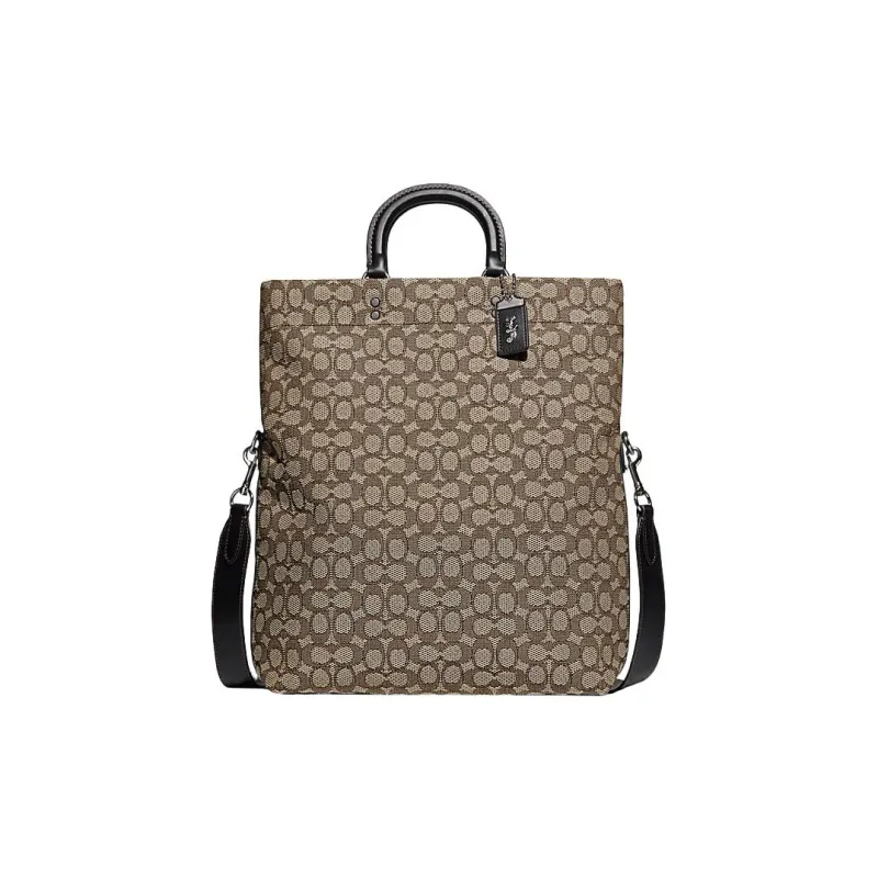COACH Fabric Tote Bag Shopping Bag Handbag Shoulder Bag Crossbody Bag Large Size Men's Brown-0