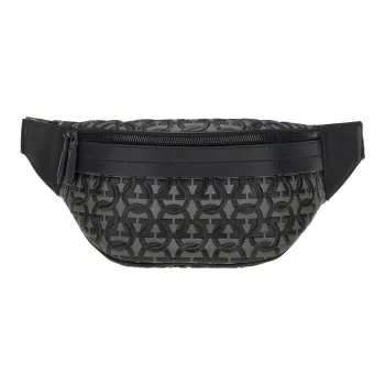 FERRAGAMO GANCINI Calfskin Fanny Pack Men's Black