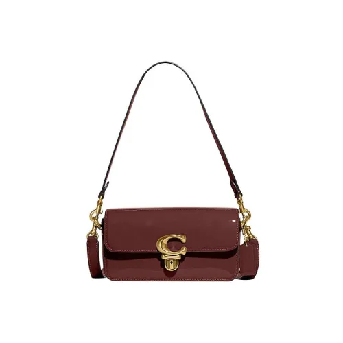 COACH Studio Cow Leather Handbag, Shoulder Bag, Crossbody Bag Small Size Women's Burgundy