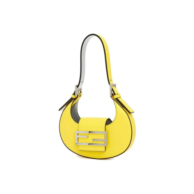 FENDI Cow Leather Shoulder Bag Hobo Bag Handbag Shoulder Bag Women's Yellow-1