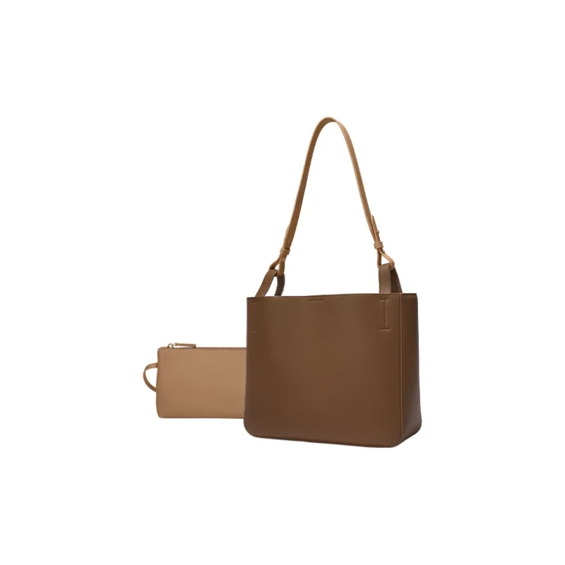 JONBAG Synthetic Leather Basket Bag Bucket Bag Combo Bag Shoulder Bag Large Size Women's Mocha-1