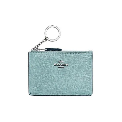 COACH Mini Id Skinny Cross-Stitch Leather Document Wallet Card Holders Mini Women's Cloud White