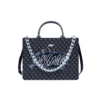 MQ PU Tote Bag Shopping Bag Handbag Shoulder Bag Crossbody Bag Large Size Unisex Black/Blue