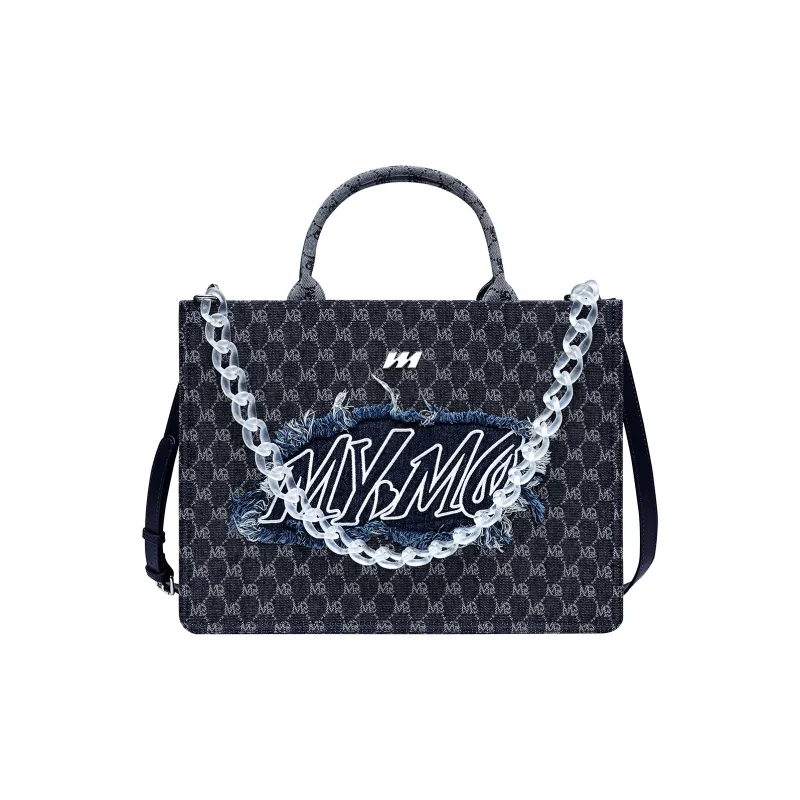 MQ PU Tote Bag Shopping Bag Handbag Shoulder Bag Crossbody Bag Large Size Unisex Black/Blue-0