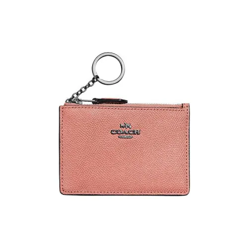 COACH Mini Id Skinny Cross-Stitch Leather Document Wallet Card Holders Mini Women's Watermelon Red