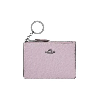 COACH Mini Id Skinny Cross-Stitch Leather Document Wallet Card Holders Mini Women's Ice Purple