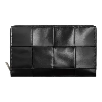 Bottega Veneta Cow Leather With Fabric Wallet Large Size Men's Black