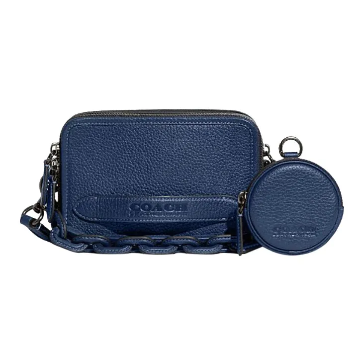 COACH Charter Cow Leather Combo Bag, Shoulder Bag, Crossbody Bag Trumpets Men's Dark Blue-0