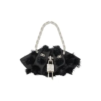 GIVENCHY Kenny Fabric With Sheepskin Patchwork Handbag Mini Women's Black