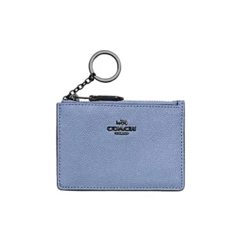COACH Mini Id Skinny Cross-Stitch Leather Document Wallet Card Holders Mini Women's Light Purple