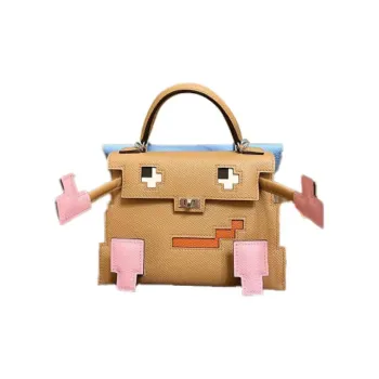 HERMES Kelly Doll Epsom Calfskin Handbag Mini Women's Milk Tea Beige/Camellia Purple/Red Clay/Sky Blue
