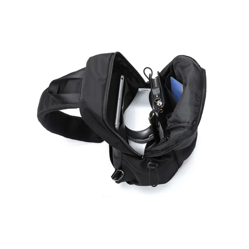 RIOREX Fabric Cell Phone Pouch Sling Bag Crossbody Bag Shoulder Bag Regular Unisex Black-3