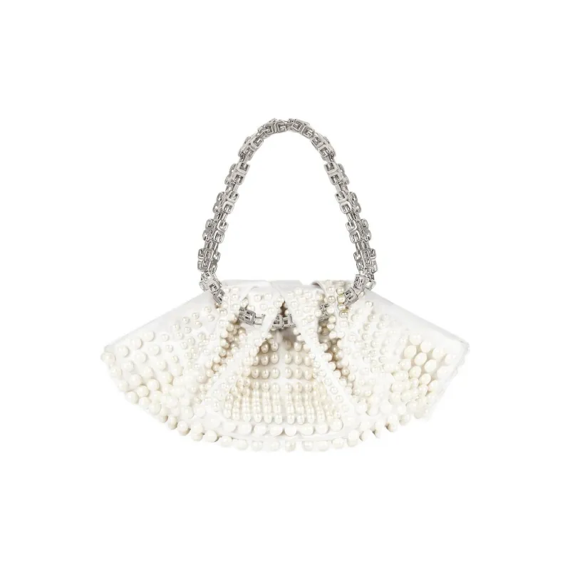 GIVENCHY Kenny Fabric With Sheepskin Patchwork Handbag Mini Women's White-2