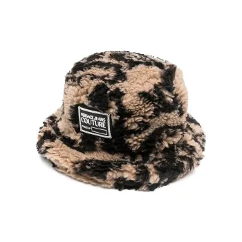 VERSACE JEANS COUTURE Bucket Hat Unisex Black Beige
