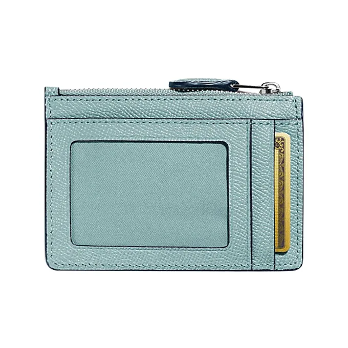 COACH Mini Id Skinny Cross-Stitch Leather Document Wallet Card Holders Mini Women's Cloud White-1
