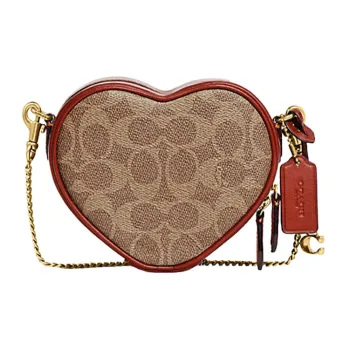COACH Heart Artificial Leather Chain Bag, Shoulder Bag, Crossbody Bag Mini Women's Brown & Rusty