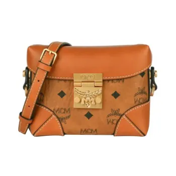 MCM Cow Leather Fanny Pack Regular Women's Brown Cognac