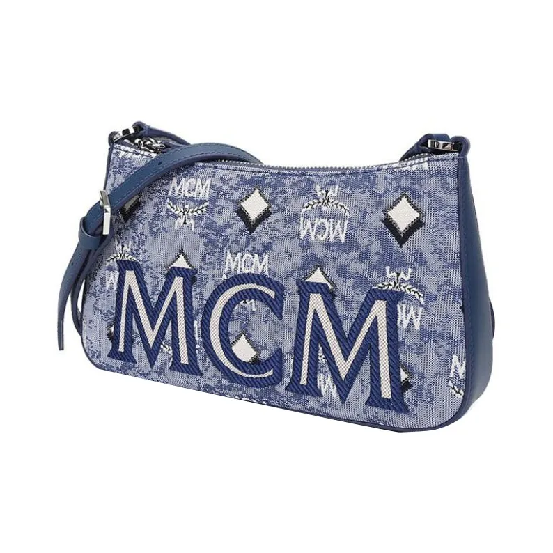 MCM Coated Canvas Shoulder Bag, Crossbody Bag Mini Women's Blue-1