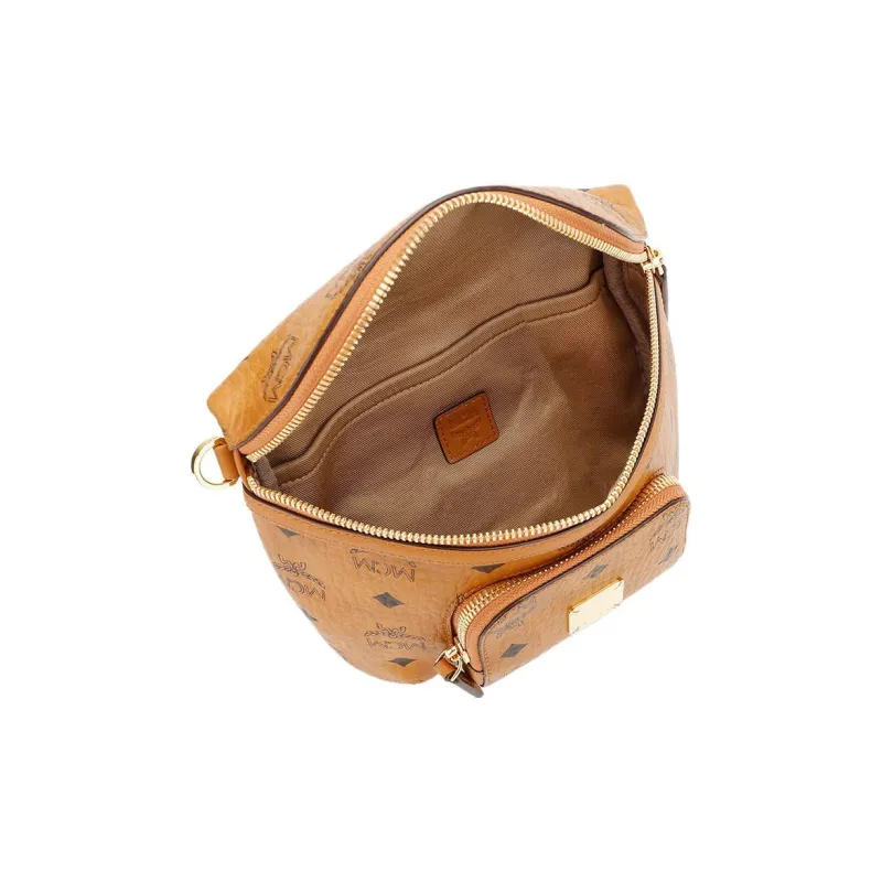 MCM Klassik Visetos Leather Shoulder Bag Crossbody Bag Small Size Women's Brown Cognac-5