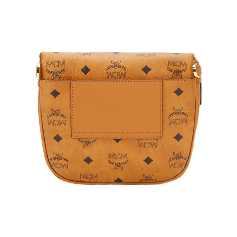 MCM Klassik Visetos Leather Shoulder Bag Crossbody Bag Small Size Women's Brown Cognac-2