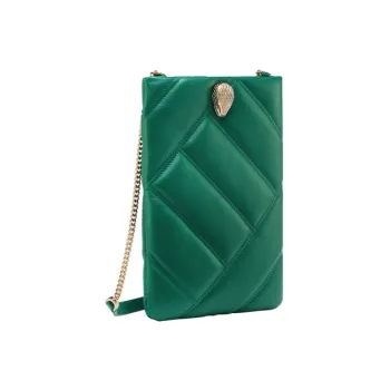BVLGARI Serpenti Cabochon Calfskin Shoulder Bag Crossbody Bag Cell Phone Pouch Women's Green