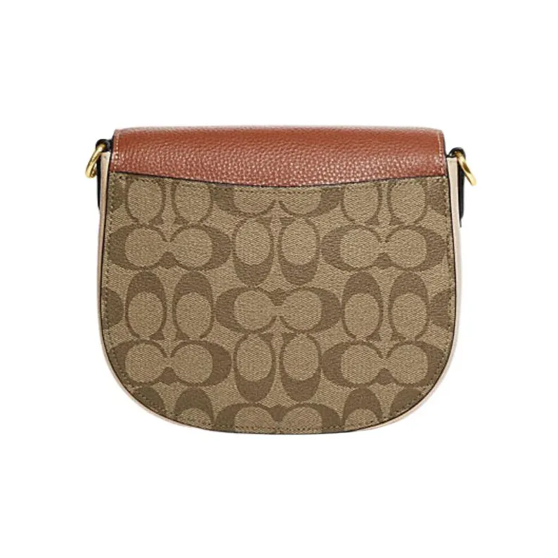 COACH Cow Leather Saddle Bag, Crossbody Bag, Shoulder Bag Small Size Women's Brown & Rusty-2