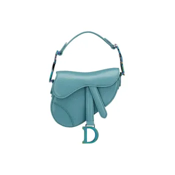 DIOR Saddle Goatskin Saddle Bag Shoulder Bag Crossbody Bag Handbag Extra Mini Women's Sky Blue
