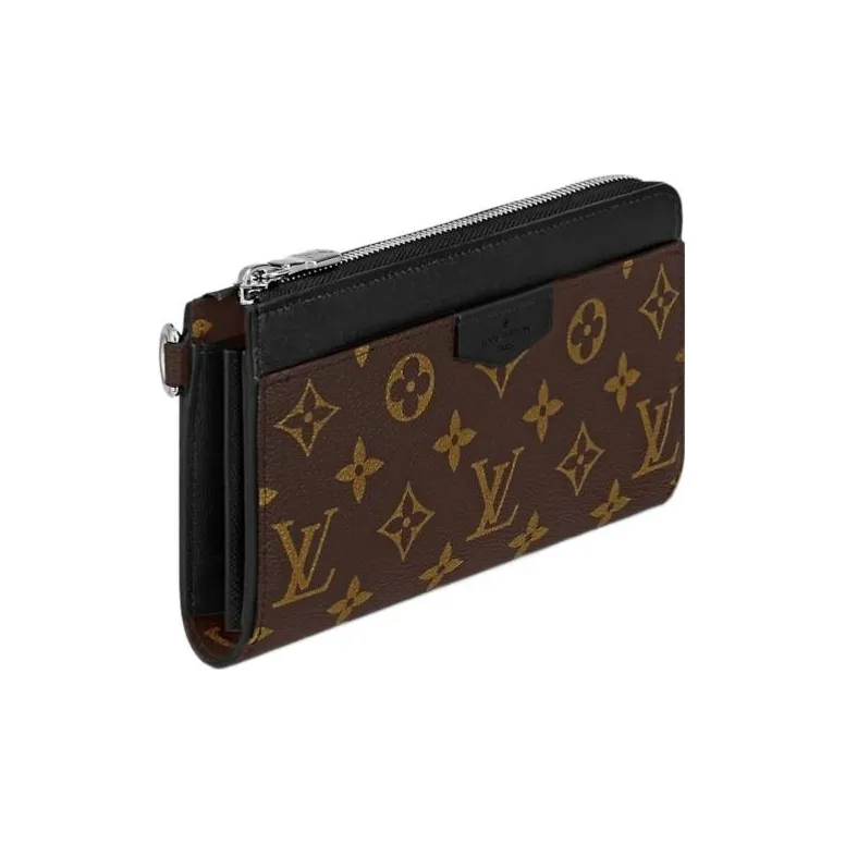 LOUIS VUITTON Zippy Coated Canvas Wallets Handbags Clutches Regular Men's Brown/Black-1