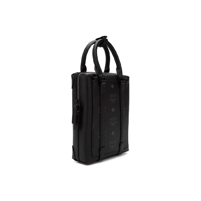 MCM Soft Berlin Visetos Coated Canvas Handbags Shoulder Bag Crossbody Bag Small Size Men's Black-3