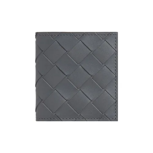 Bottega Veneta Calfskin Coin Purse Men's Gray/Sky Blue