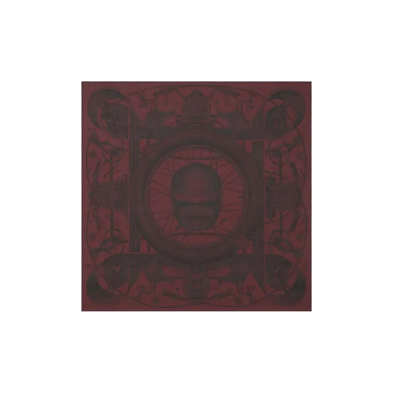 HERMES Silk Silk Scarf Men's Burgundy/Blue-1