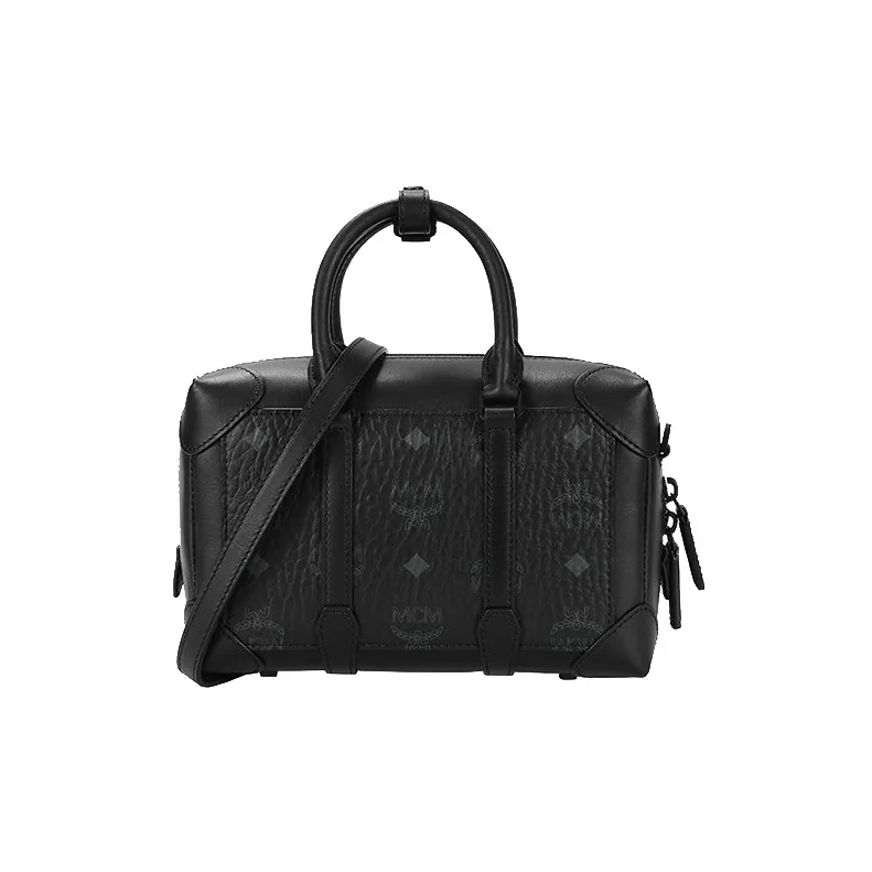 MCM Soft Berlin Visetos Coated Canvas Pillow Bag, Shoulder Bag, Crossbody Bag, Handbag Small Size Men's Black-3