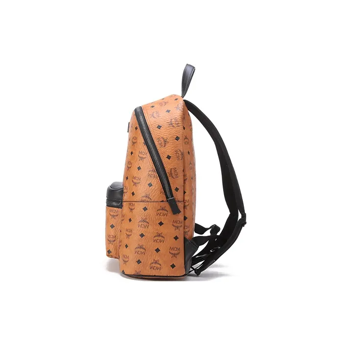 MCM Stark Visetos Coated Canvas Backpack Large Size Unisex Brown Cognac-3