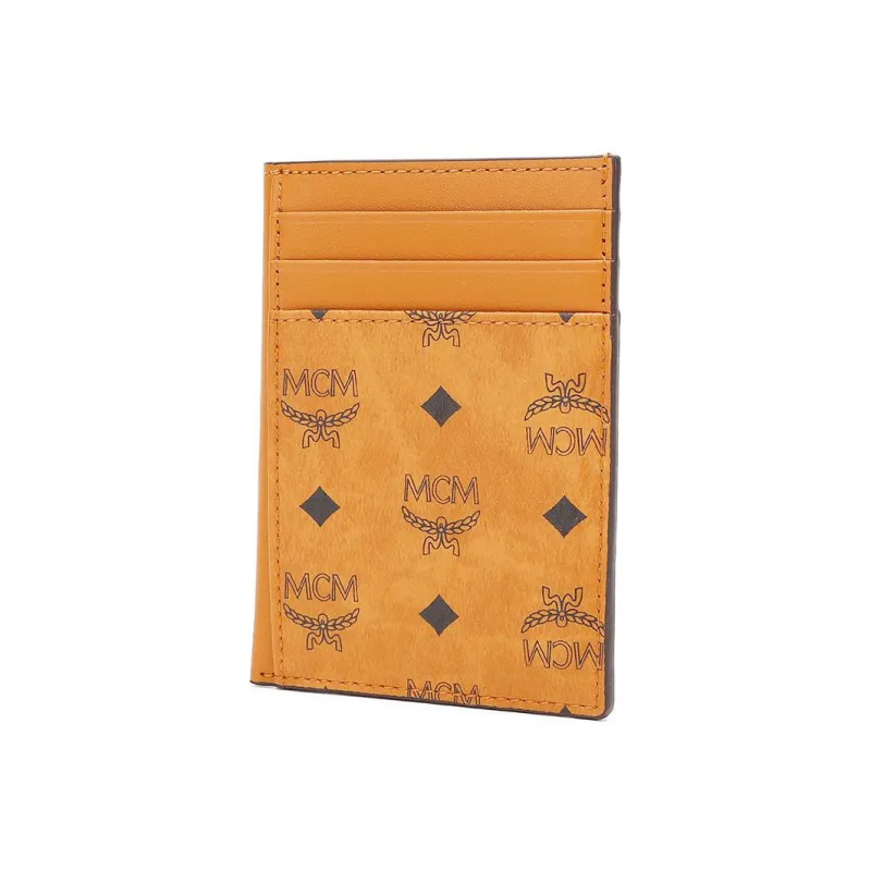 MCM Essential Visetos Origina Canvas Card Holder Business Card Holder Card Holder Mini Men's Cognac-1