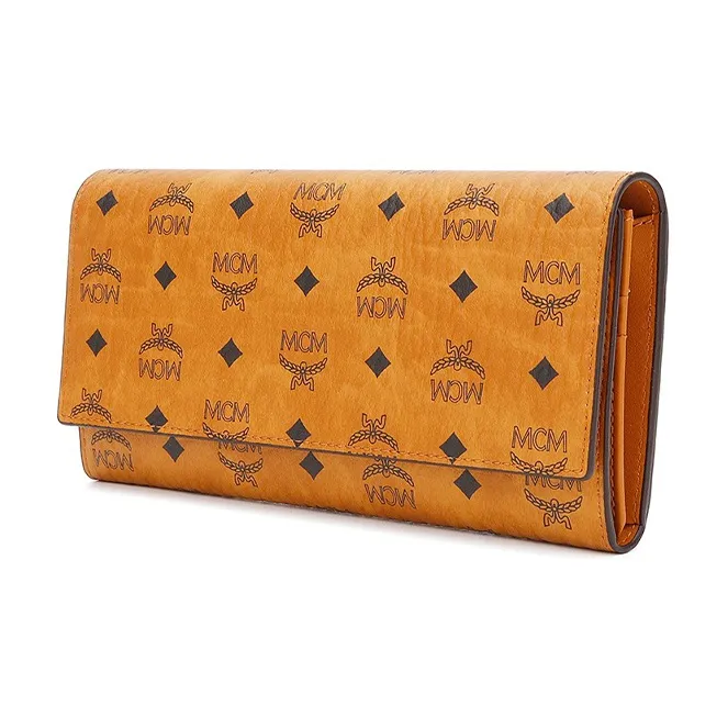 MCM Leather Clutches Wallets Unisex Brown Cognac-1