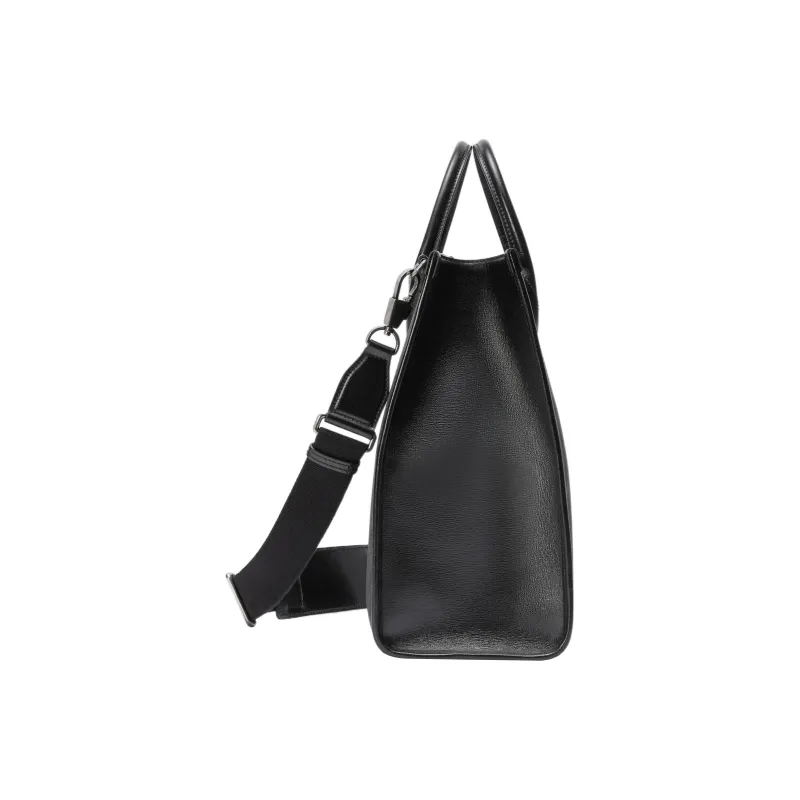 GUCCI Canvas With Leather Tote Bag, Shopping Bag, Shoulder Bag, Crossbody Bag, Handbag Medium Size Men's Black Gray-1