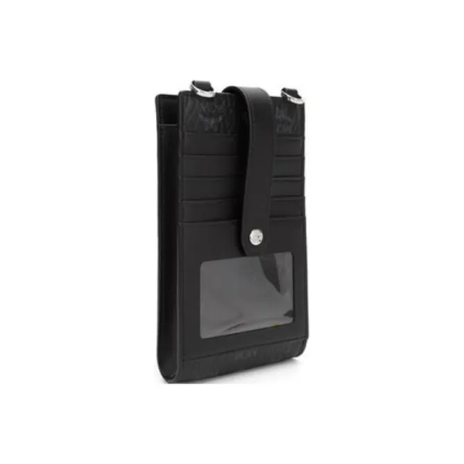 MCM Original Visetos Leather One Shoulder Crossbody Card Holder Cell Phone Pouch Men's Black-2