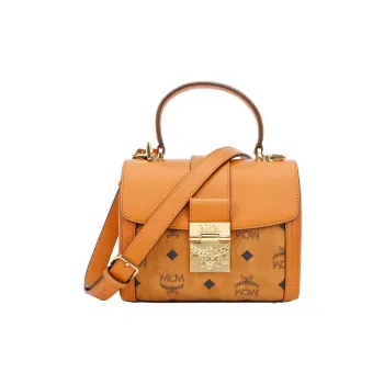 MCM Tracy Satchel Small Visetos Cognac