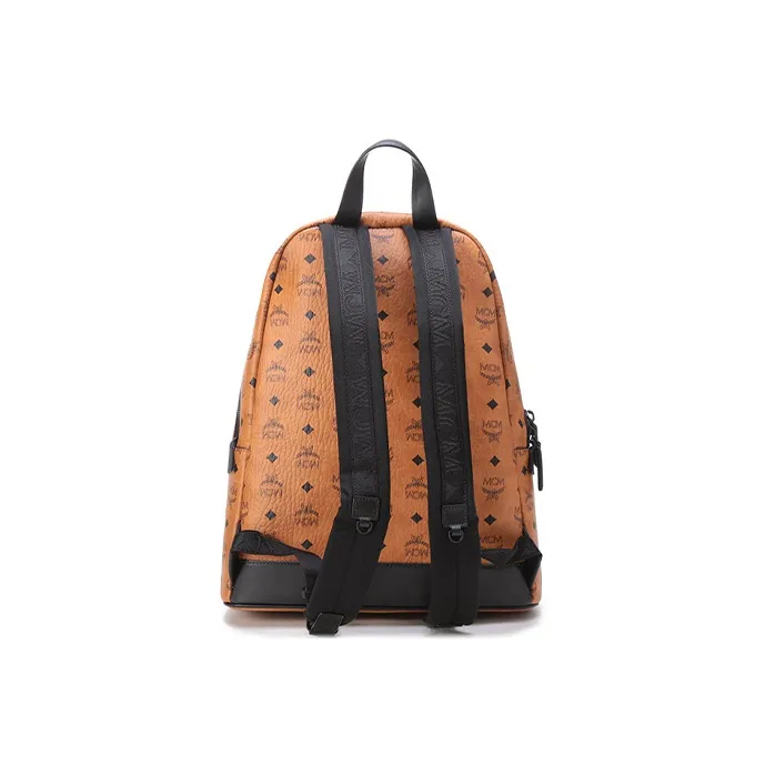 MCM Stark Visetos Coated Canvas Backpack Large Size Unisex Brown Cognac-4