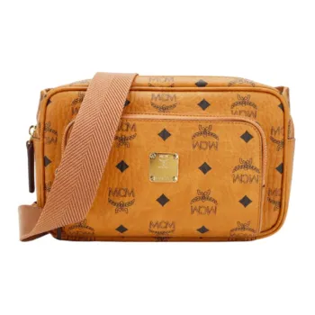 MCM Fursten Visetos Leather One Shoulder Crossbody Fanny Pack Regular Men's Brown Cognac