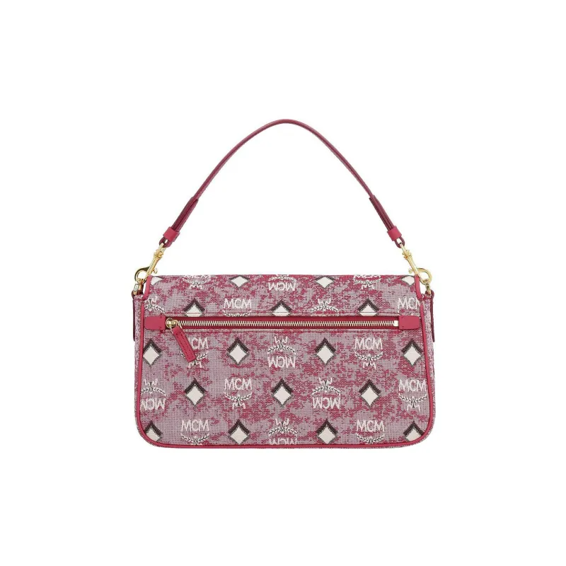 MCM Fabric Handbag, Crossbody Bag, Shoulder Bag Medium Size Women's Red-1