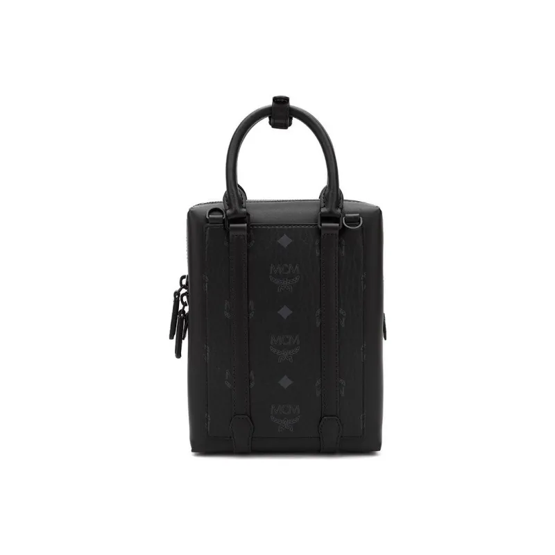 MCM Soft Berlin Visetos Coated Canvas Handbags Shoulder Bag Crossbody Bag Small Size Men's Black-1